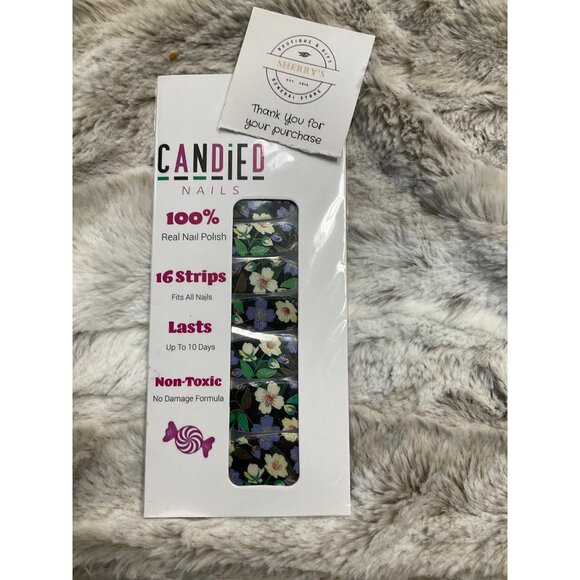 Candied Nails Floral Nail Polish Strips 16 Pack Non-Toxic Lasts 10 Days - Picture 2 of 3